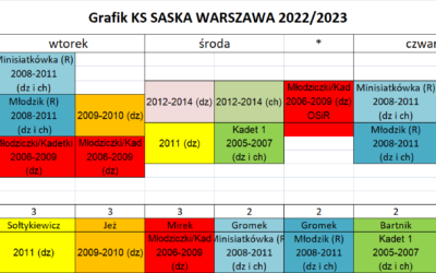 Nowy grafik na sezon 2022/2023 … START – 5 września