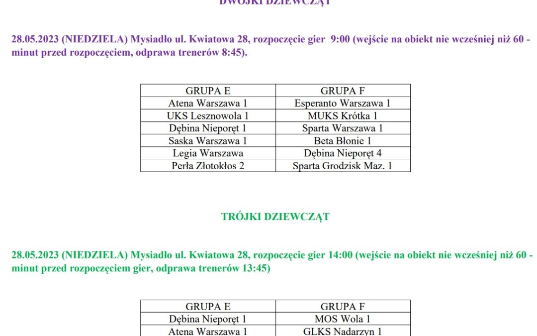 Mistrzostwa Mazowsza MINISIATKÓWKA – turniej FINAŁOWY 2-ki i 3-ki dz.