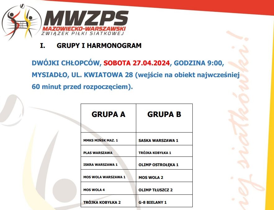 FINAŁ MISTRZOSTW MAZOWSZA w Minisiatkówce 2 ch