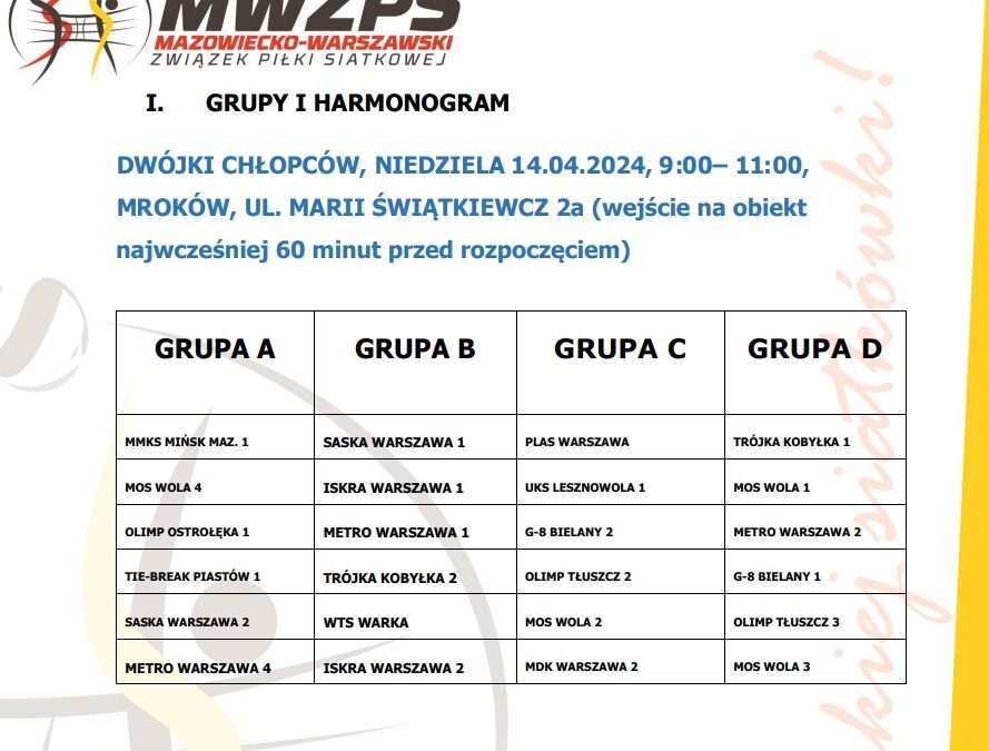 PÓŁFINAŁ – MISTRZOSTWA MAZOWSZA w Minisiatkówce 2 ch