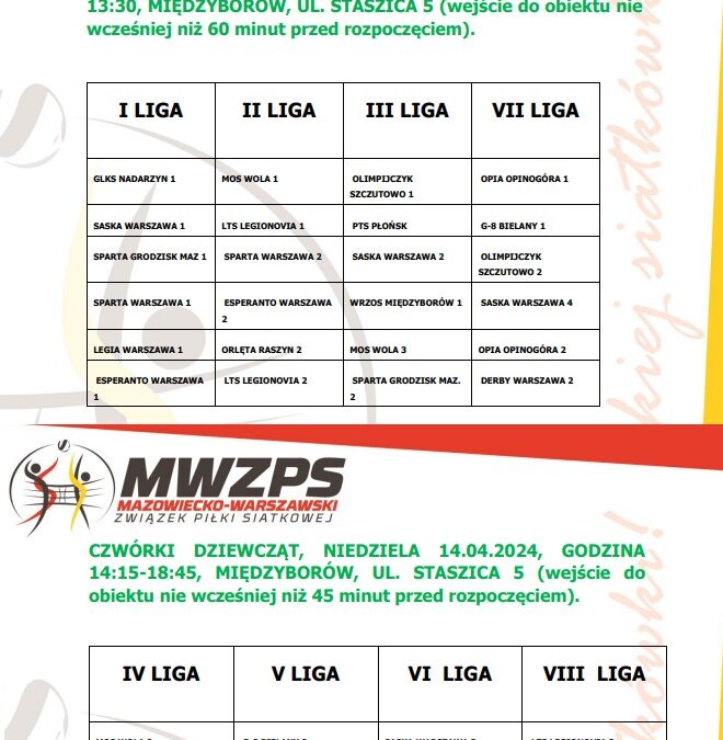II TURNIEJ LIGOWy MISTRZOSTW MAZOWSZA W MINISIATKÓWCE 4 dz