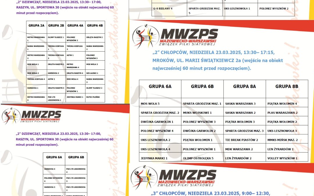MISTRZOSTWA MAZOWSZA W MINISIATKÓWCE 2,3 dz i ch – II turniej eliminacyjny