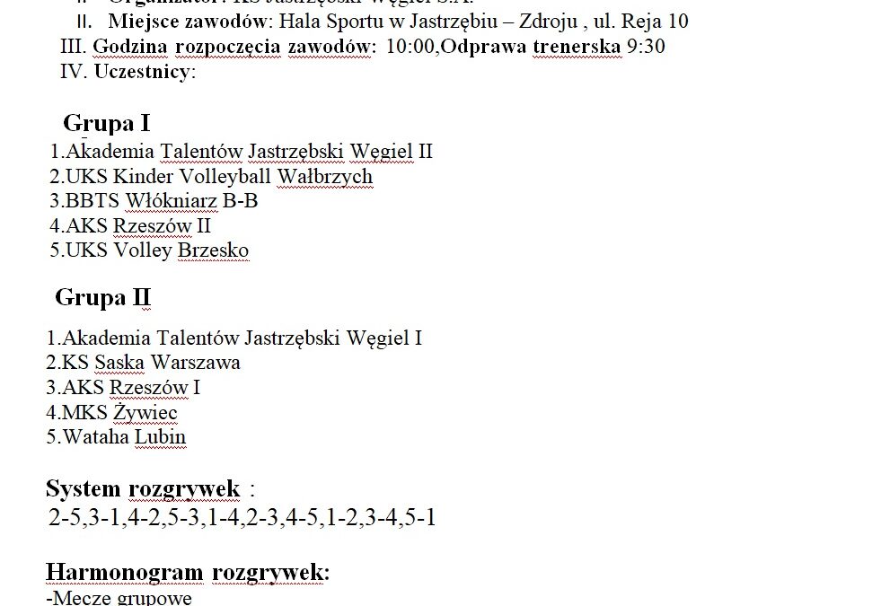 Turniej 4ki chłopców w Jastrzębiu